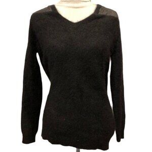 J Brand Angora V Neck Pullover Sweater Black sz XS